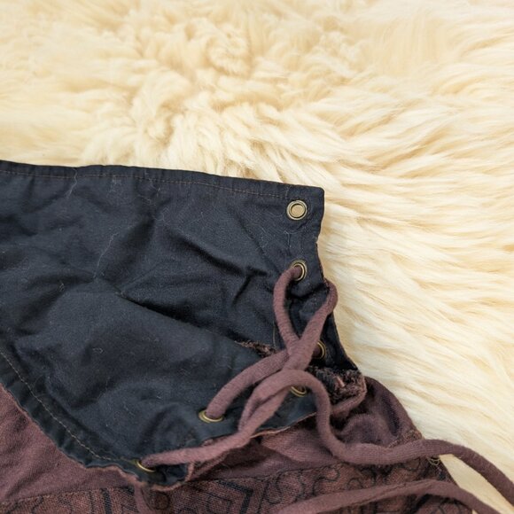 Vintage Women's Brown Ruched Lace Layered Mini Skirt - Picture 3 of 6